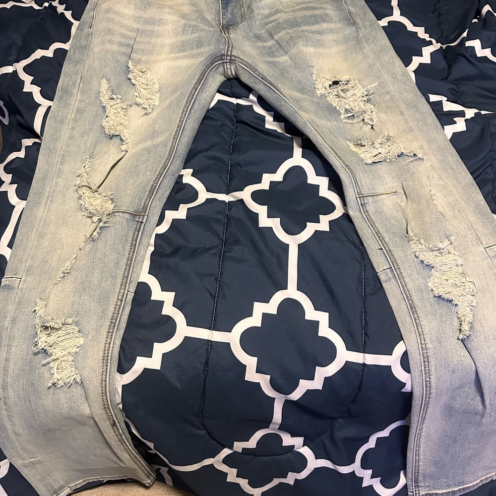 Fashion Nova Blue Skinny Distressed Jeans